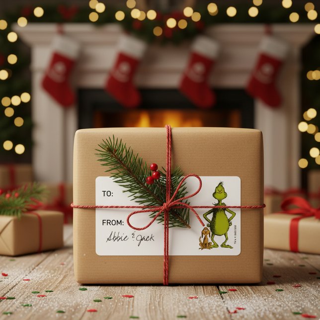 Étiquette de Noël du Grinch et Max de Dr. Seuss (Créateur téléchargé)