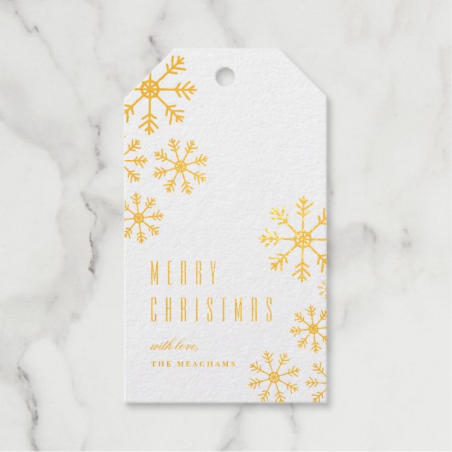 Étiquette de Noël et de fêtes avec flocons de neig (Recto)