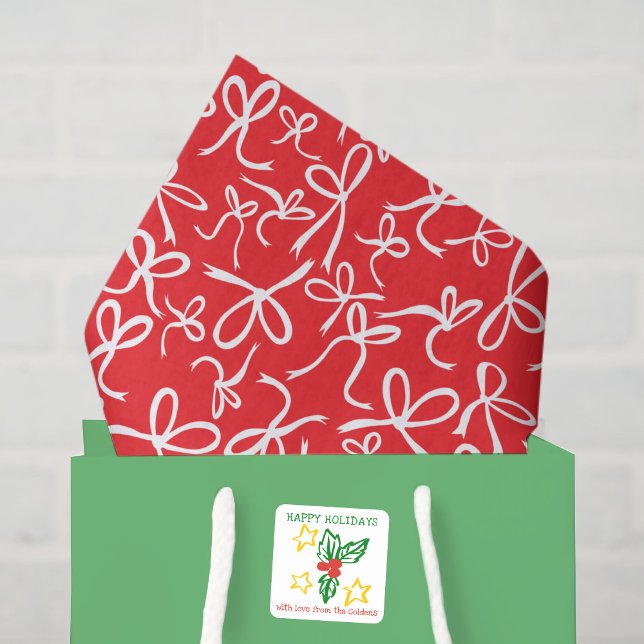 Étiquette de Noël Holly Doodle CHRISTMAS Fêtes De  (Xmas Holly Doodle CHRISTMAS Holiday To From Sticker
)