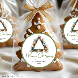 Étiquette de Noël minimaliste bohème terreuse