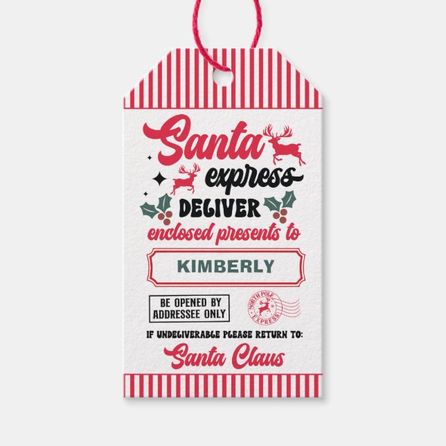 Étiquette de Noël personnalisée au nom de l'Expres (Devant)