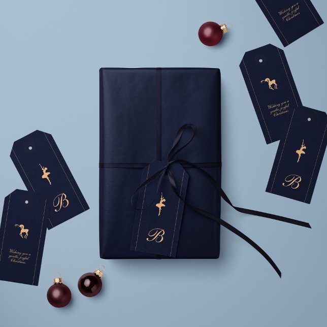 Étiquette de Noël personnalisée de luxe bleue (Créateur téléchargé)