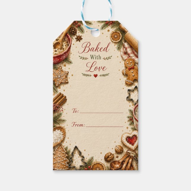 Étiquette de Noël pour cadeau fait avec amour (Devant)