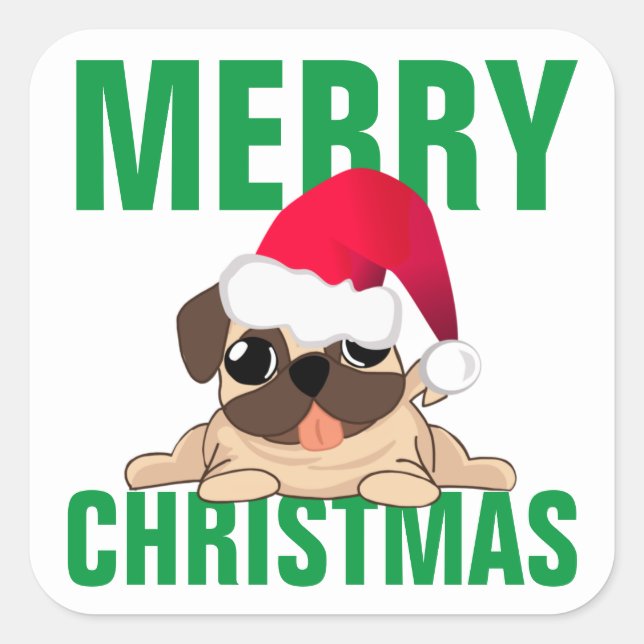 Étiquette de Noël pour chien Sant Pug (Devant)