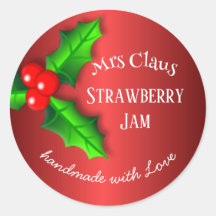 étiquette de Noël pour confiture de fraises rouges
