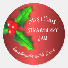 étiquette de Noël pour confiture de fraises rouges