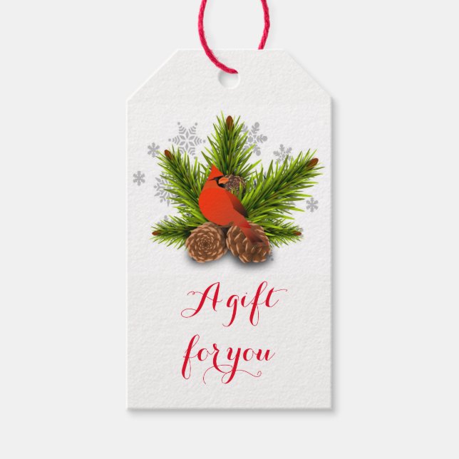 Étiquette de Noël pour oiseaux cardinaux (Devant)