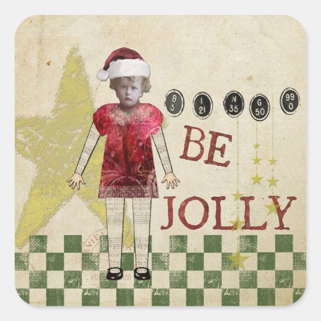 Étiquette de Noël Vintage Stickers de Noël (Devant)