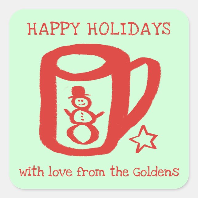 Étiquette de Noël Xmas Mug Doodle CHRISTMAS Cadeau (Devant)