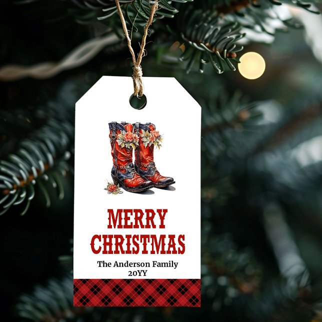 étiquette de Noël Yuletide Yeehaw nom personnalisé (Yuletide Yeehaw Christmas tag personalized name)