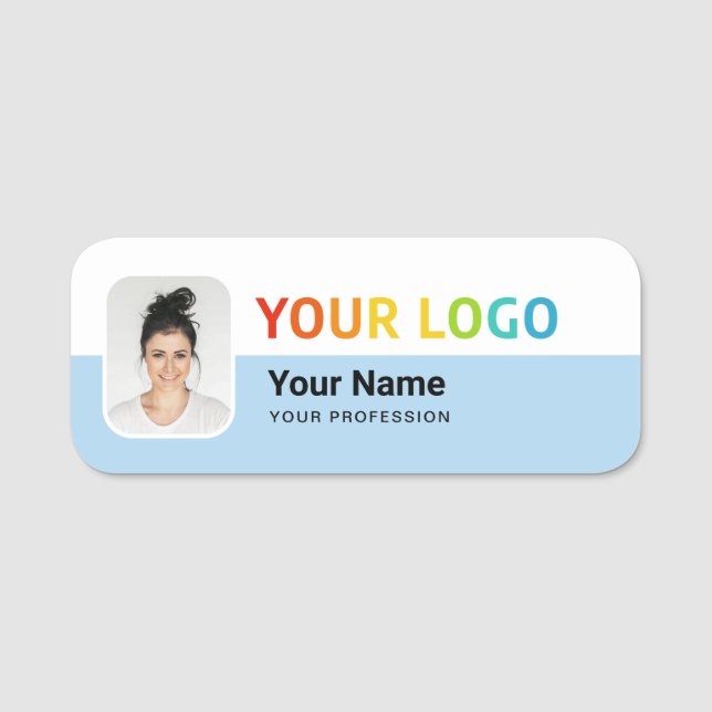 Étiquette de nom de badge employé avec logo, photo (Devant)