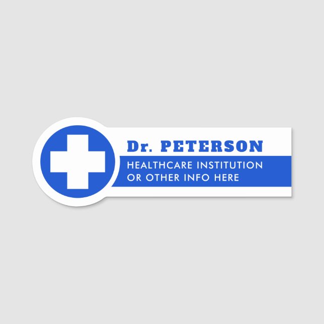Étiquette de nom de docteur de soins de santé médi (Devant)