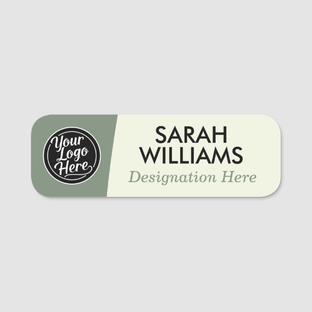 Étiquette de nom de logo professionnel vert sauge (Devant)