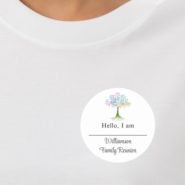 Étiquette de nom de réunion de famille Arbre généa (Créateur téléchargé)