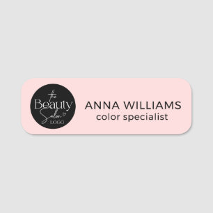 Étiquette de nom de salon professionnel Rose Blush