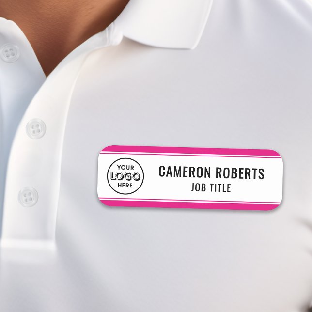Étiquette de nom de société personnalisée rose vif (Créateur téléchargé)