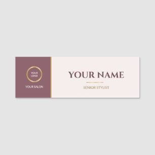Étiquette de nom de styliste de salon Blush Gold