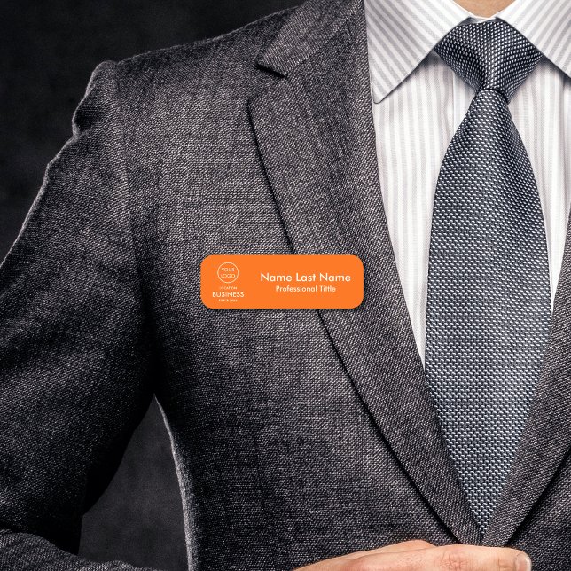 Étiquette de nom d'entreprise orange moderne (Créateur téléchargé)