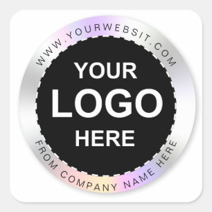 Étiquette de nom du logo Holographique noir'Merci
