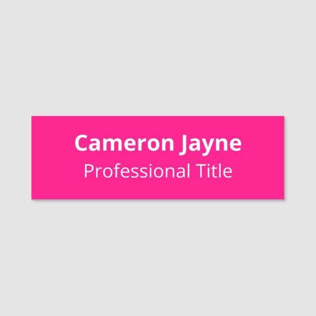 Étiquette de nom Hot Pink 3x1 sans logo magnétique (Devant)