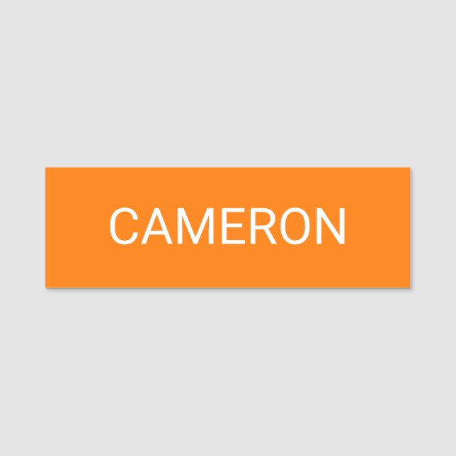 Étiquette de nom Orange moderne Magnétique ou Épin (Devant)
