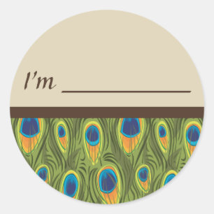Étiquette de nom Peacock Feathers Sticker