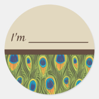 Étiquette de nom Peacock Feathers Sticker