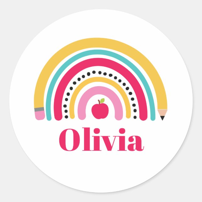 Étiquette de nom personnalisé Rainbow School (Devant)