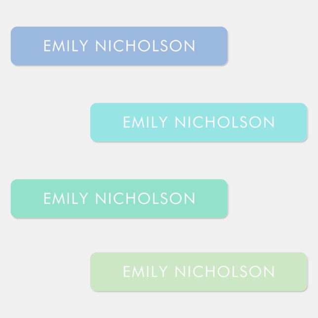 Étiquette de nom personnalisée pastel bleu minimal (Groupe)