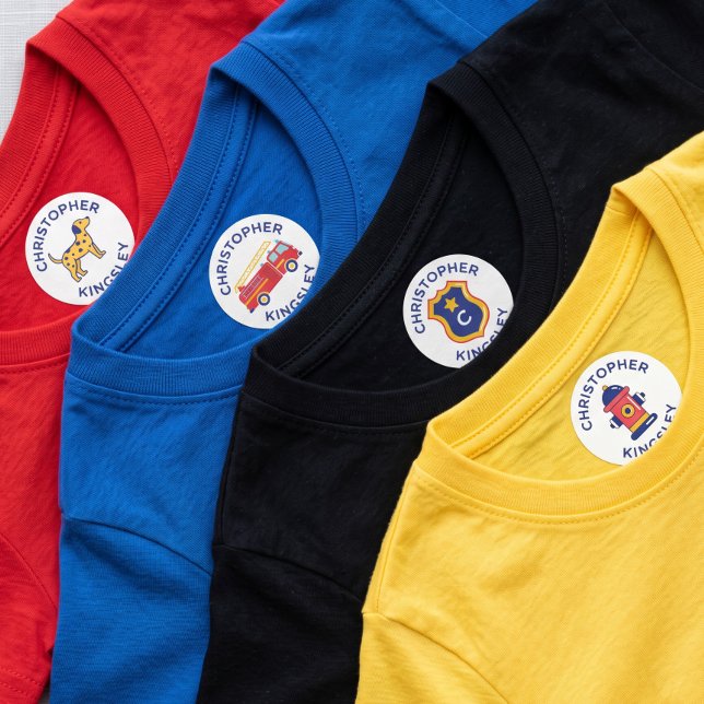 Étiquette de nom personnalisée pour enfants Pompie (Kids Name Personalized Firefighter School Iron On Labels)