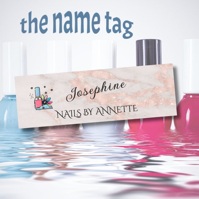 Étiquette de nom Rose Gold Manucure de Salon d'Ong (Créateur téléchargé)