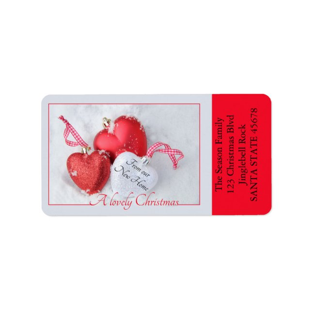 Étiquette De nos nouveaux ornements Home Heart (Devant)