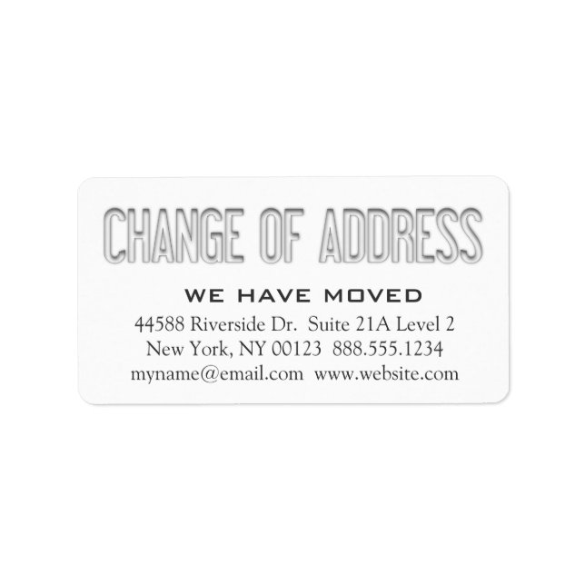 étiquette de notification "Changement d'adresse" (Devant)