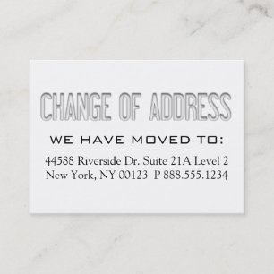 Étiquette de notification de «Changement d'adresse