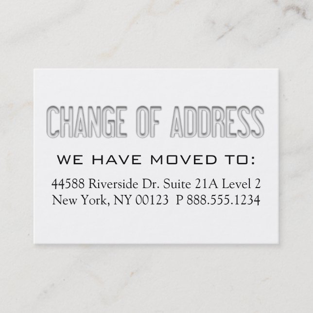 Étiquette de notification de «Changement d'adresse (Devant)