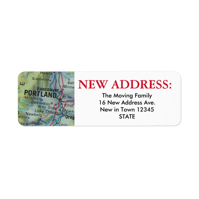 Étiquette de nouvelle adresse Portland (Devant)
