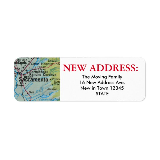 Étiquette de nouvelle adresse Sacramento (Devant)