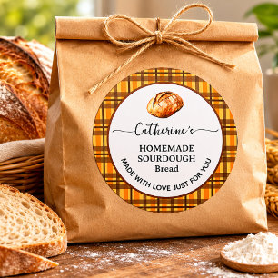 étiquette de pain au levain fait maison à carreaux