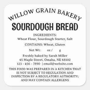 Étiquette de pain au levain Nebraska Cottage Law F
