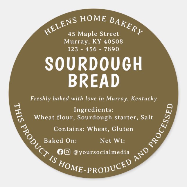 Étiquette de pain de mie au levain brun moutarde d (Devant)