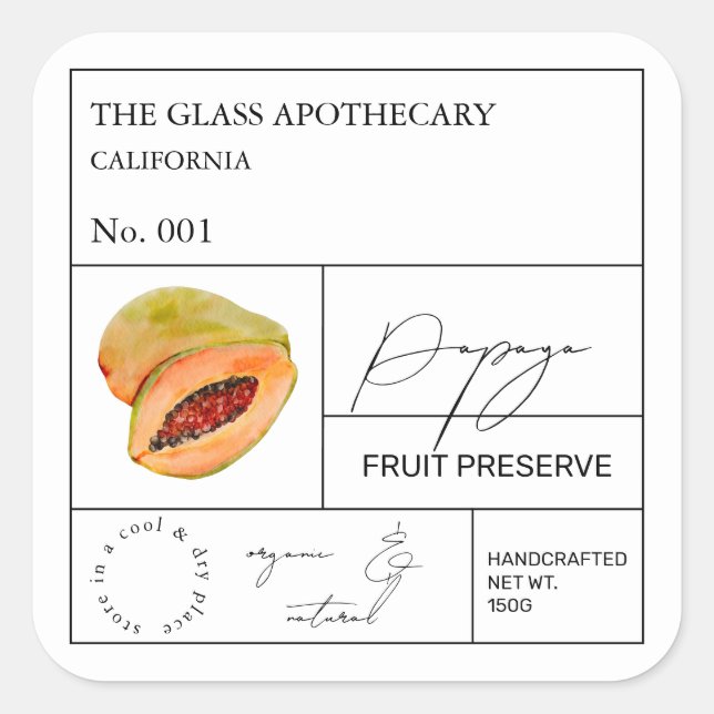 Étiquette de Papaya Apothécaire (Devant)