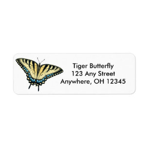 Étiquette de papillon de machaon de tigre