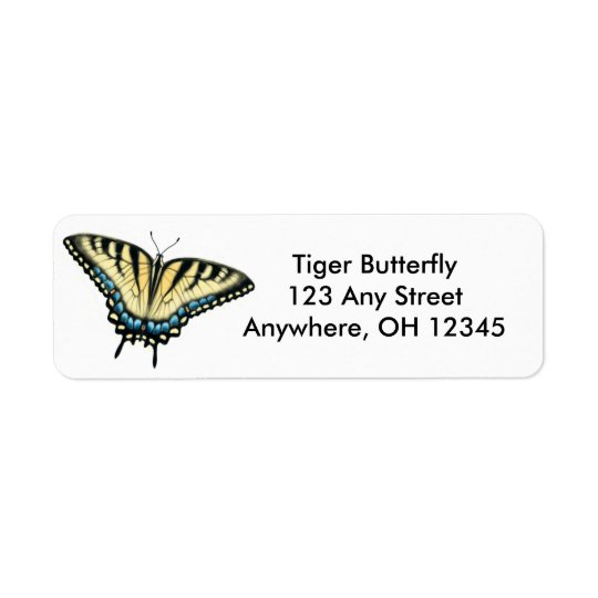 Étiquette de papillon de machaon de tigre