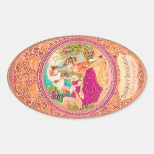 Étiquette de parfum à fleurs à la française coloni