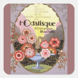 Étiquette de parfum d'Odalisque de l d'art déco