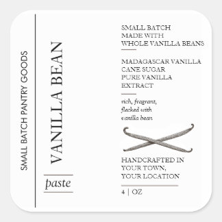 Étiquette de pâte de vanille minimale, petit lot
