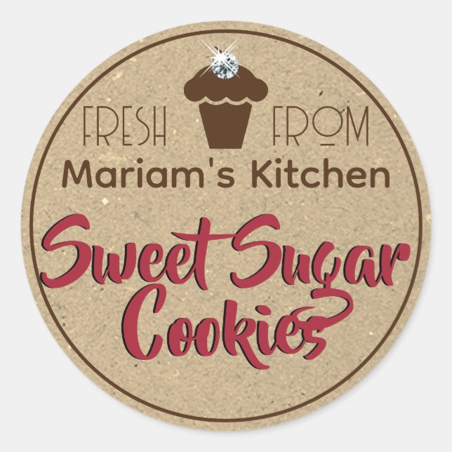 Étiquette de pâtisserie Kraft Papier Rhinestone Cu (Devant)