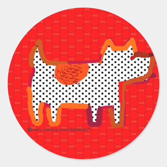 étiquette de peinture numérique 'chien rouge' (Devant)