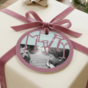Étiquette de photo de cadeau de Noël moderne