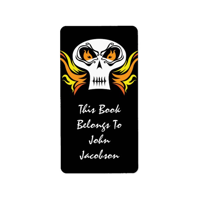 Étiquette de pirate du crâne flamboyant (Devant)